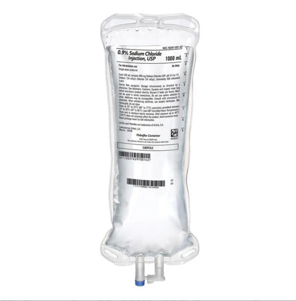 GRIFOLS 0.9% Sodium Chloride IV Solution Injection, FleboFlex 1000 mL ($60.00 Delivered)
